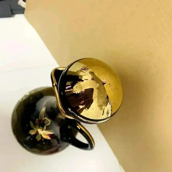 Romanian MidCent Smoked Glass 22k Gold Carafe Decanter Czech Bohemian - Picture 6 of 16